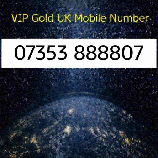 07353 888807 - VIP Gold UK Mobile Number – Easy to Remember SIM Card – Quad 8888 – Triple Cut, PAYG, Physical SIM kit